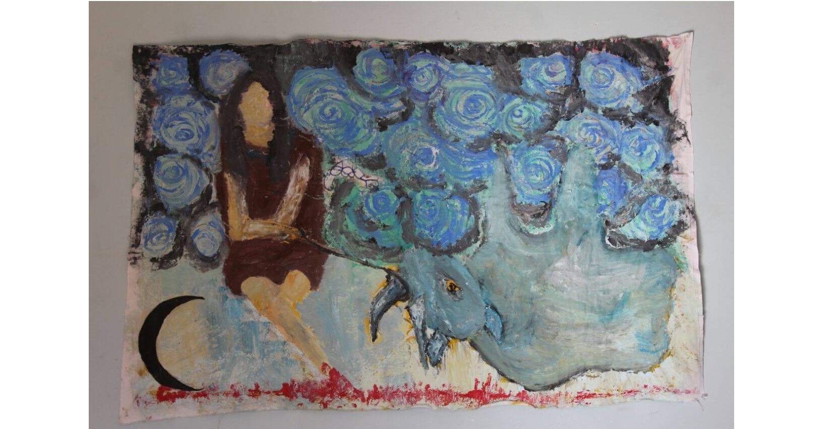 اللوحة للفنانة نسرين أبو بكر