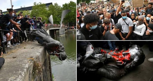 بريطانيا: متظاهرون ضد العنصرية يحطمون تمثال ادوارد كولستون