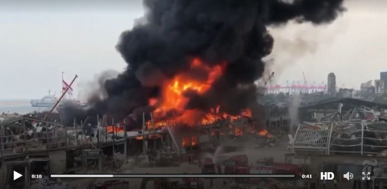 حريق في مرفأ بيروت